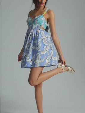 NEW Anthropologie Maeve Tie Back Mini Dress